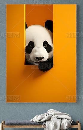 现代简约动物大熊猫装饰画卡通艺术客厅玄关装饰画