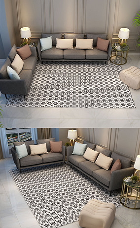 现代简约几何床边客厅茶几地毯设计