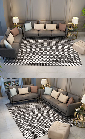 现代简约几何床边客厅茶几地毯