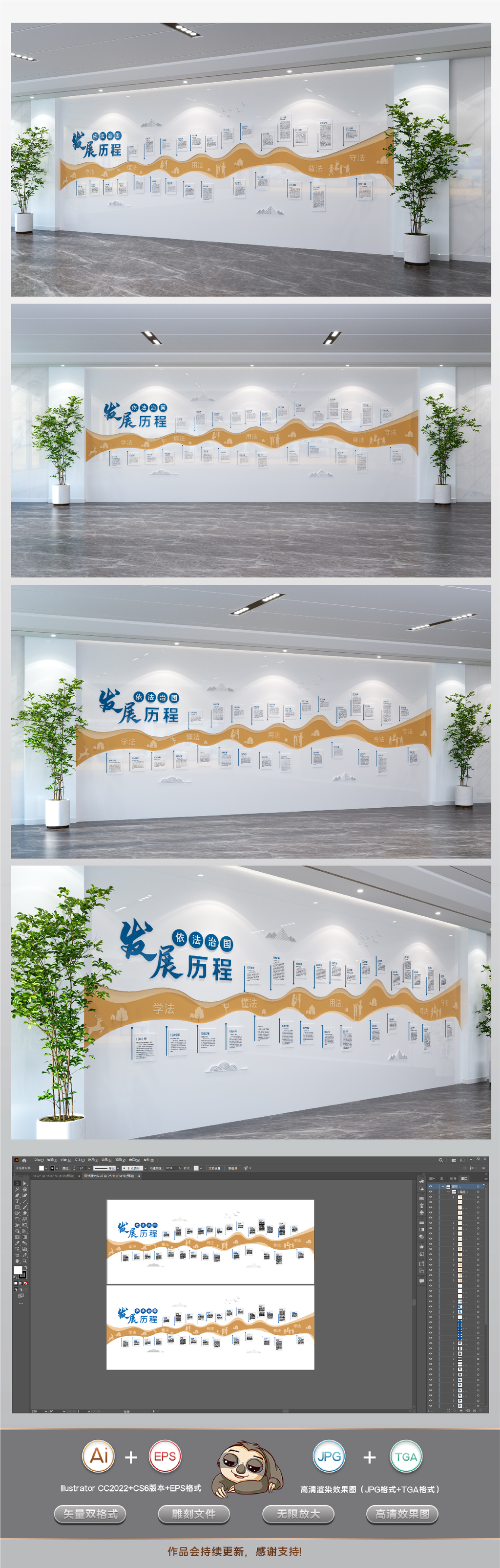 原创中国宪法发展历程法治文化墙党建文化墙模板