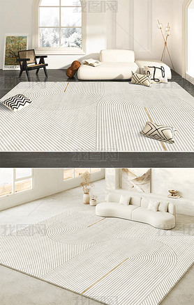 现代简约轻奢几何创意线条客厅地毯地垫图案设计