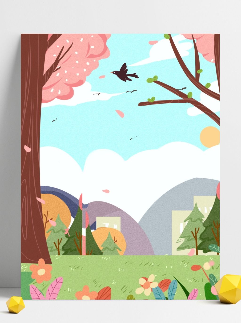 卡通手绘绿色风景插画背景素材简介我图网提供卡通手绘绿色风景插画