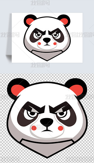愤怒的熊猫卡通形象插画免扣元素海报设计素材矢量图