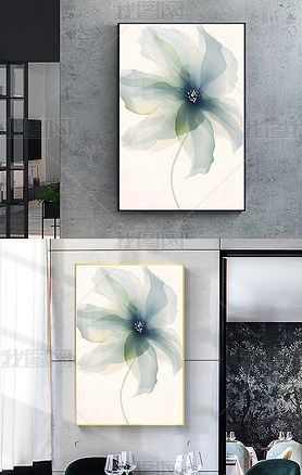 北欧无框画美式客厅装饰画简约油画植物花卉