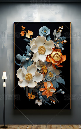 原创高清创意北欧欧式奢华立体花卉装饰画挂画挂图