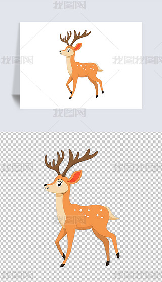 卡通风格卡通动物小鹿麋鹿元素免抠素材
