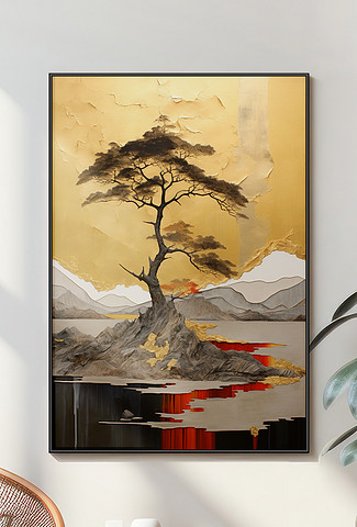 金色山水画金箔画图片大全-金色山水画金箔画背景图片-我图网