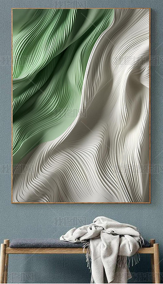 现代轻奢客厅装饰画肌理画高级感沙发背景墙壁画抽象绿色玄关挂画
