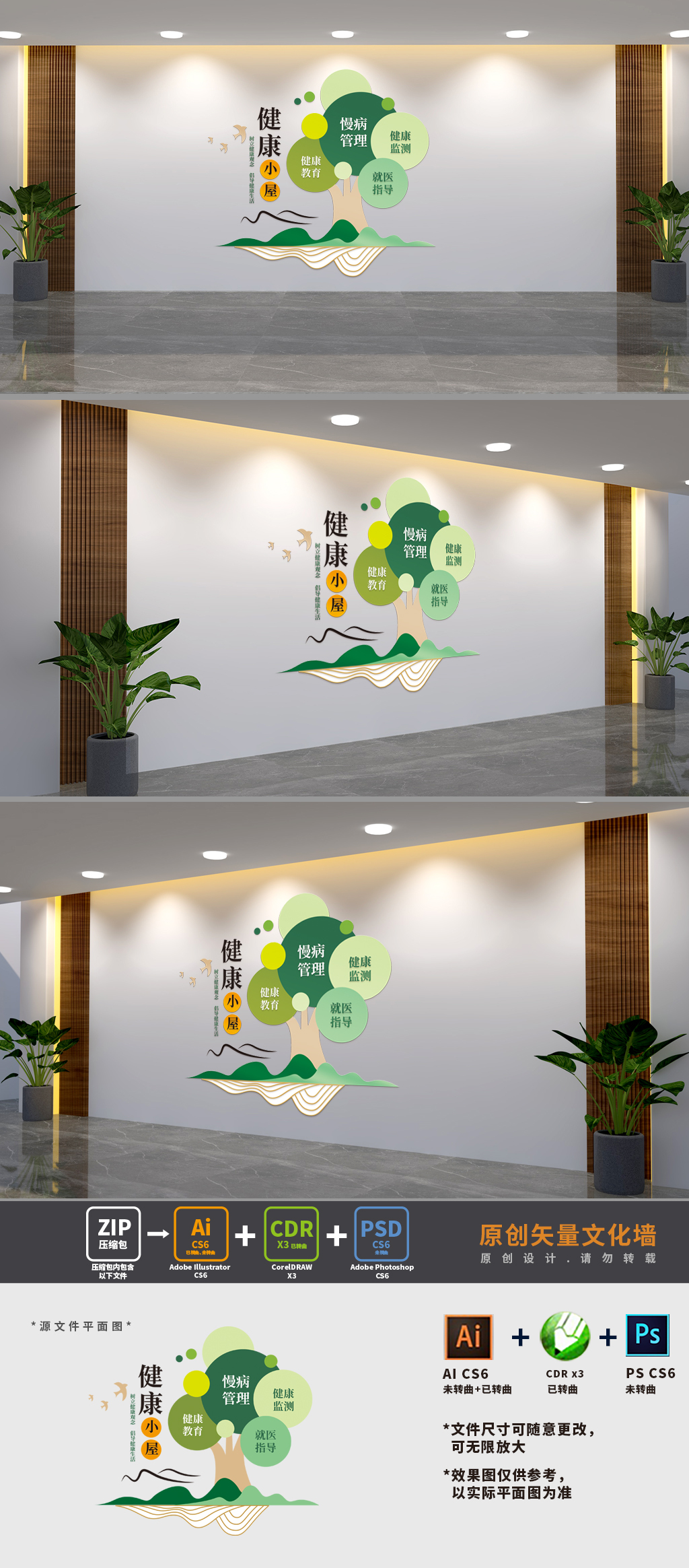 原创医院健康小屋文化墙-版权可商用