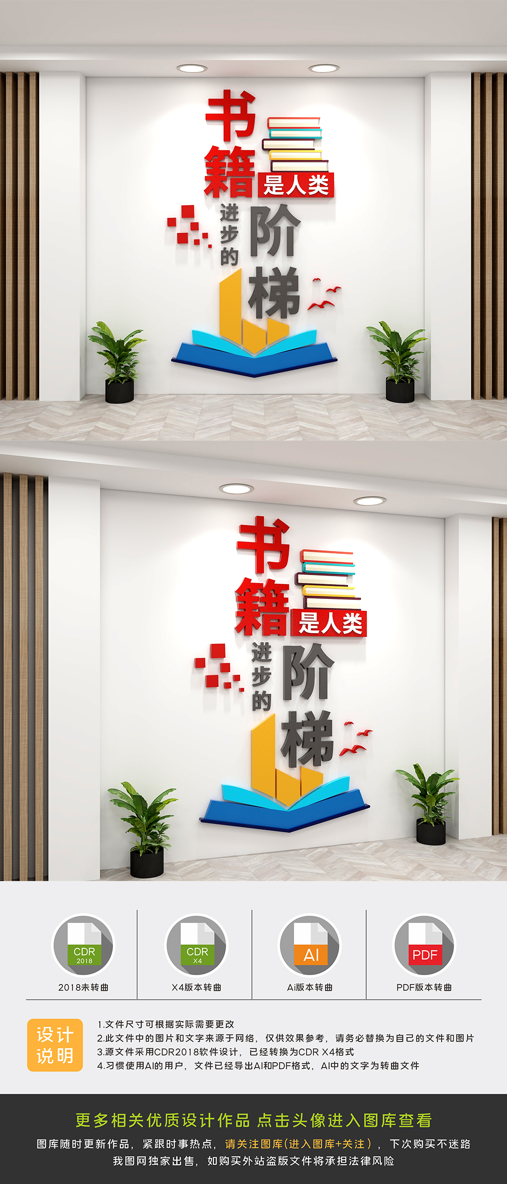 原创学校读书文化墙-版权可商用