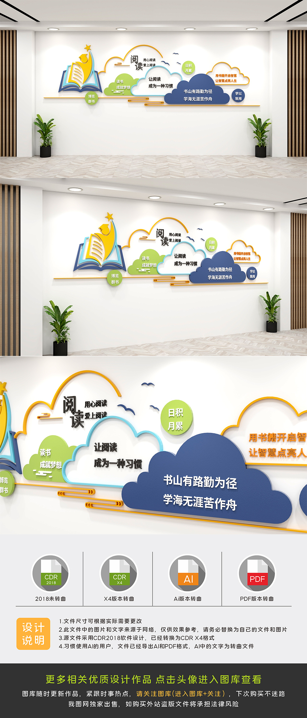 原创学校读书文化墙-版权可商用