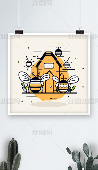 蜂巢蜜蜂巢穴简笔画卡通画儿童插画