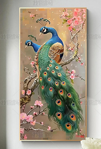 在庫処分 半額 紫气东来吉祥如意孔雀专题模板-紫气东来吉祥如意孔雀图片素材 絵画