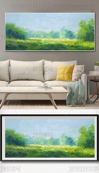 风景吉装饰画|莫奈吉维尼的春天手绘油画客厅印象派树林风景挂画抽象横版装饰画