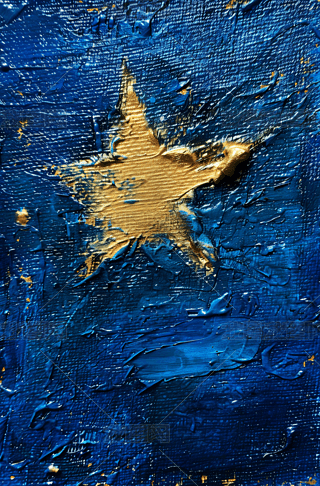 黄色的油画在画布上画星星图片下载元素