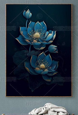 荷花抽象油画装饰画专题模板-荷花抽象油画装饰画图片素材下载-我图网