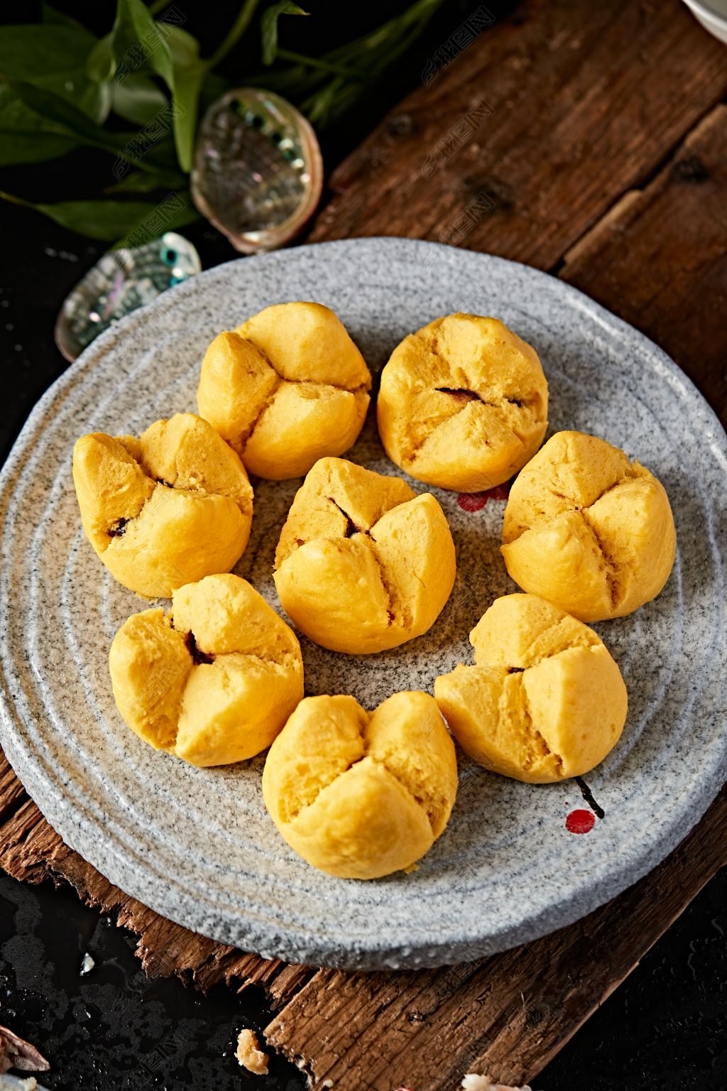 原创糜子面豆馅开花黄馍馍版权可商用