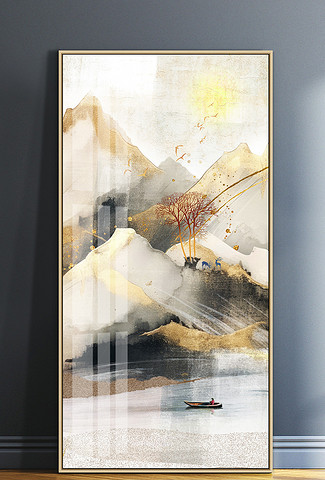 日本画 山水画 金箔背景 絵画