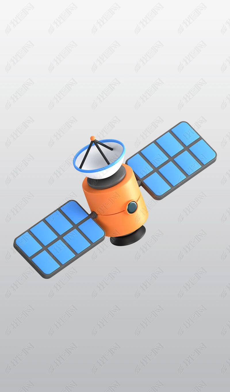 卫星3d卡通插图blender模型建模海报素材