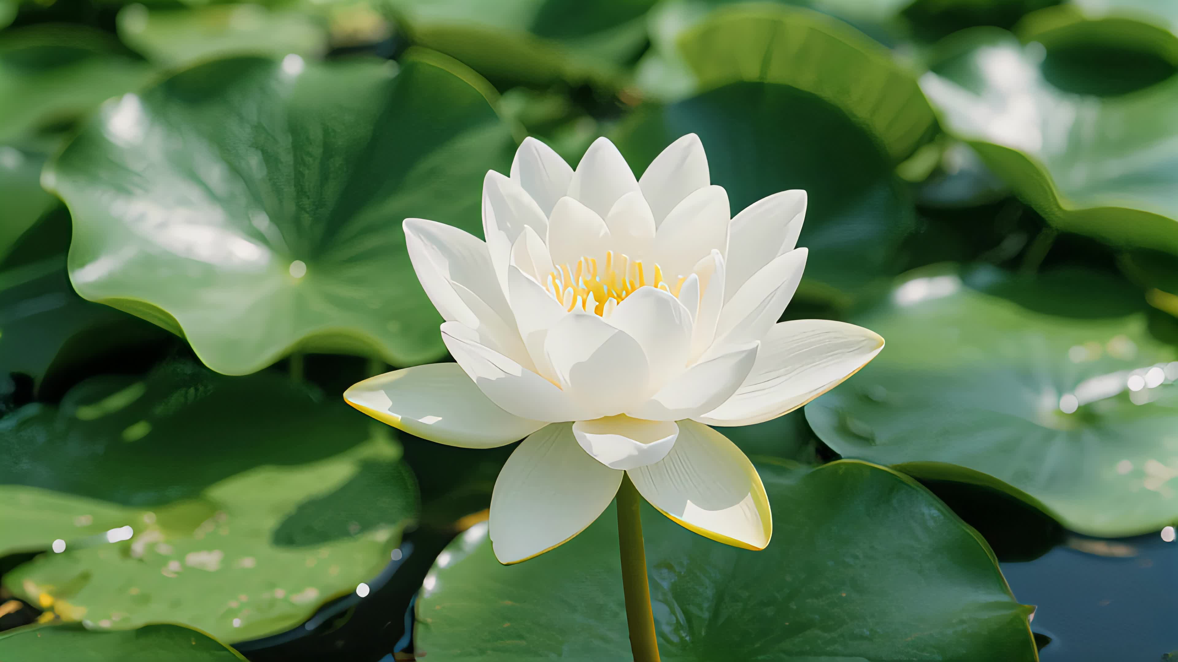 夏至白莲花盛开特写唯美纯洁视频