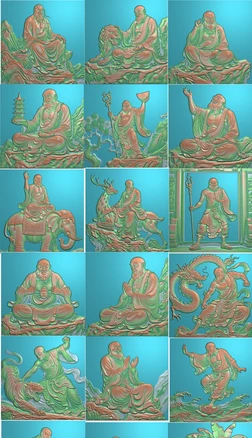 18�޺��°�ʮ���޺����񸡵�3Dģ��ľ��ʯ��ͼ