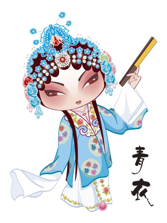 原创京剧卡通人物青衣素材