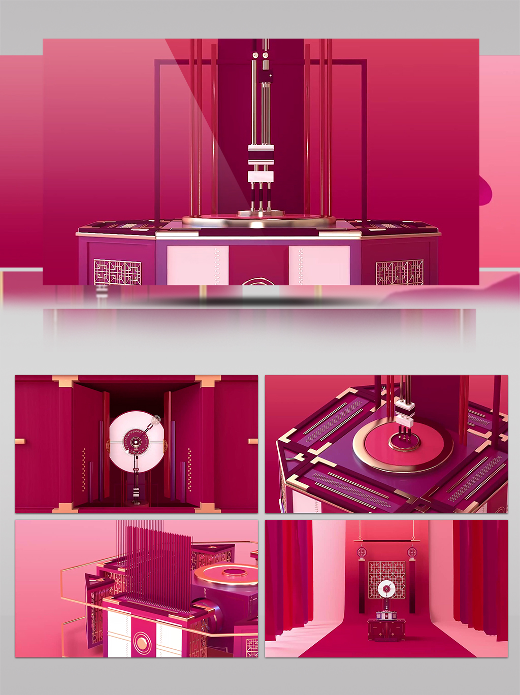 3D中国风动感红金时钟DJ控音台背景