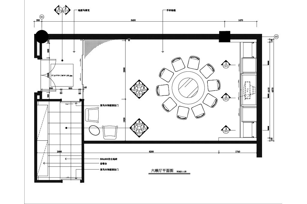 餐饮包厢室内设计平面布置图