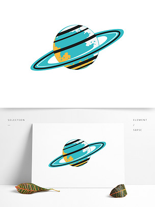 卡通扁平蓝色地球运动轨迹图矢量元素