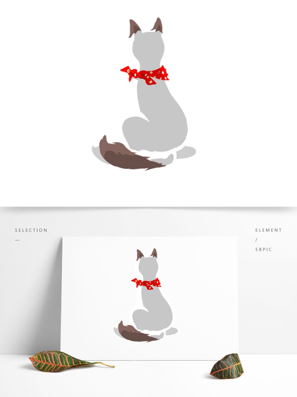 背面系蝴蝶结的手绘卡通可爱布偶猫咪