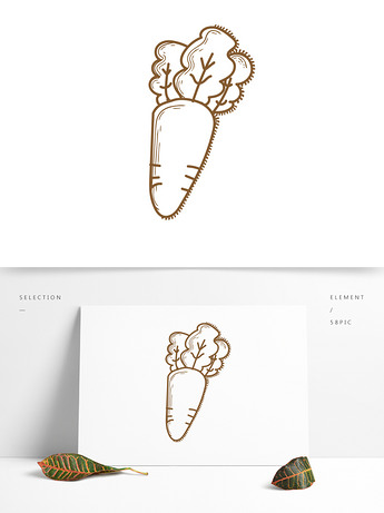 素描线条手绘蔬菜胡萝卜矢量元素