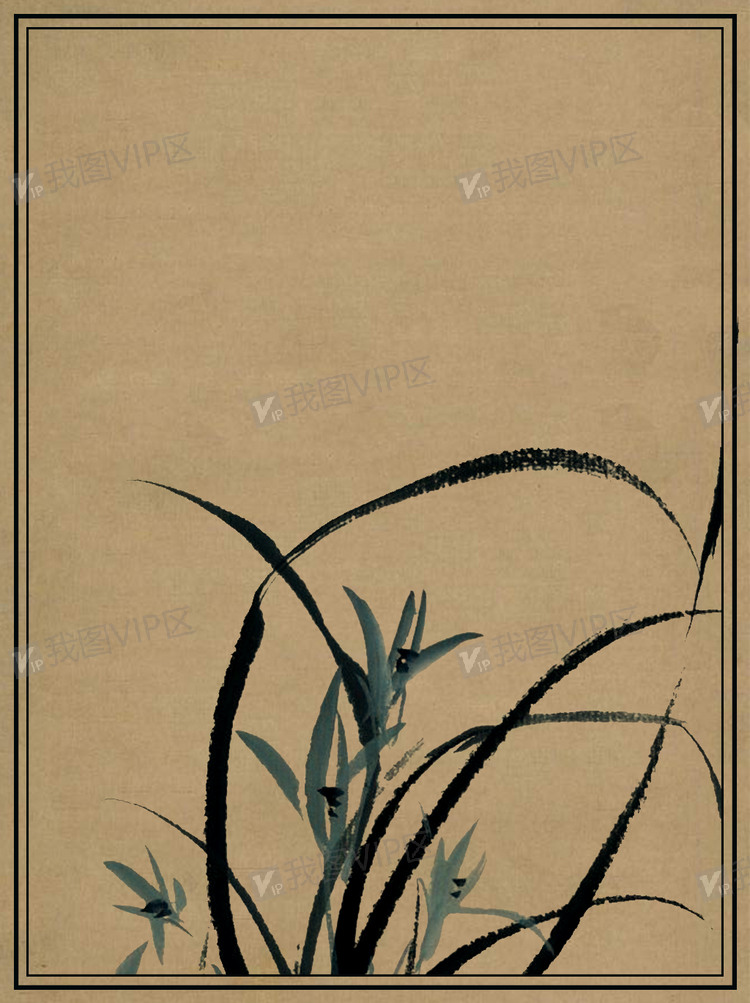 中国风古典唯美水墨兰花简约背景素材