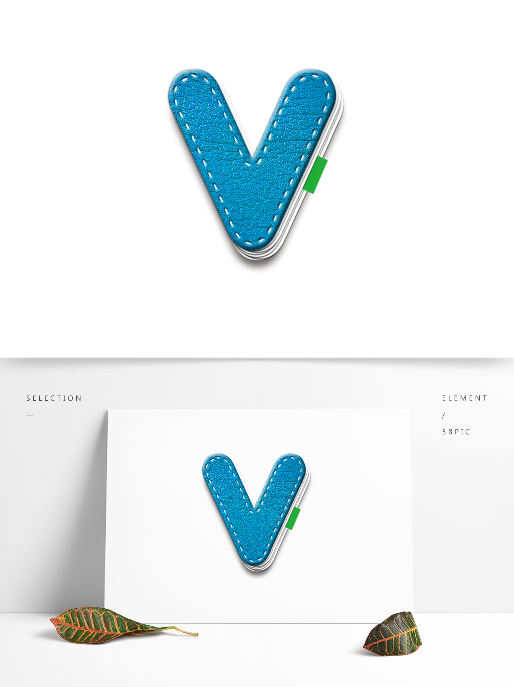 牛皮质感笔记本英文字母V设计