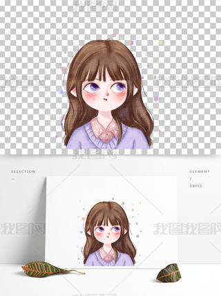 复古手绘女生头像