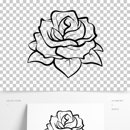 玫瑰花元素手绘装饰图案简约矢量情人节浪漫