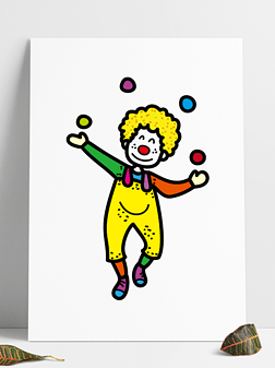 开心马骝免抠元素|小丑先生游乐园杂技表演马戏团儿童节活动