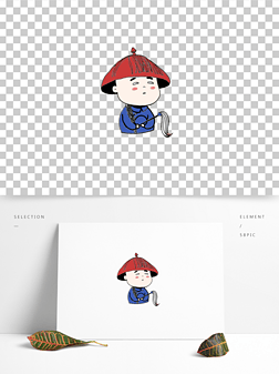 简笔简笔画人物免抠元素|卡通太监清朝公公简笔画可爱古风人物png