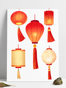 中国风元免抠元素|中国风喜庆灯笼春节除夕中元秋元宵节元素材