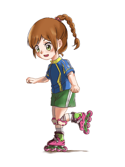 卡通轮滑免抠元素|轮滑卡通人物小女孩