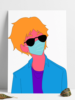 防疫口罩疫情人物插画青年男生创意免扣