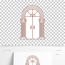 卡通手绘欧式半圆拱门线条插画矢量装饰元素简约大气现代风格镜面流体