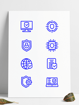 矢量互联网信息安全盾牌防护icon图标