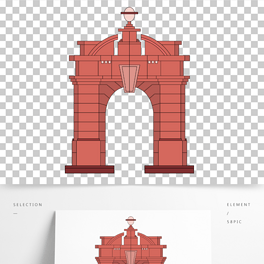 石库门法式门廊矢量插画设计
