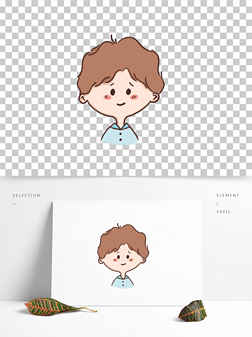 卡通头像手绘微卷发可爱小男生