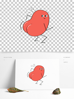 可爱呆萌调皮的红豆手绘矢量元素