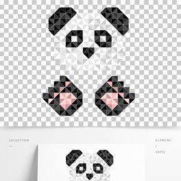 简洁几何七巧板熊猫熊掌像素风矢量图标元素