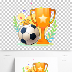 手绘卡通足球世界杯欧洲杯冠军奖杯装饰