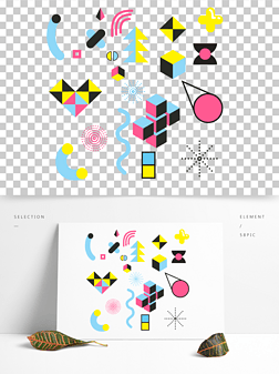 孟菲斯图案矢量手绘简约几何线条点线面不规