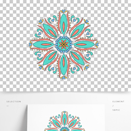 对称可爱热带鱼元素纹样图案中国风卷草图案元素古风饰品元素免扣手绘
