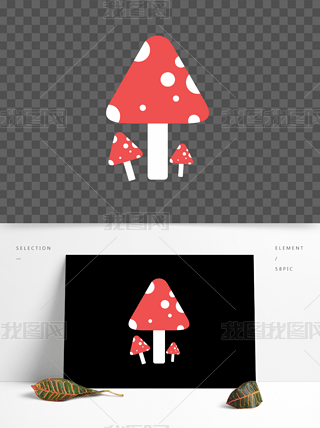 卡通清新红伞伞蘑菇